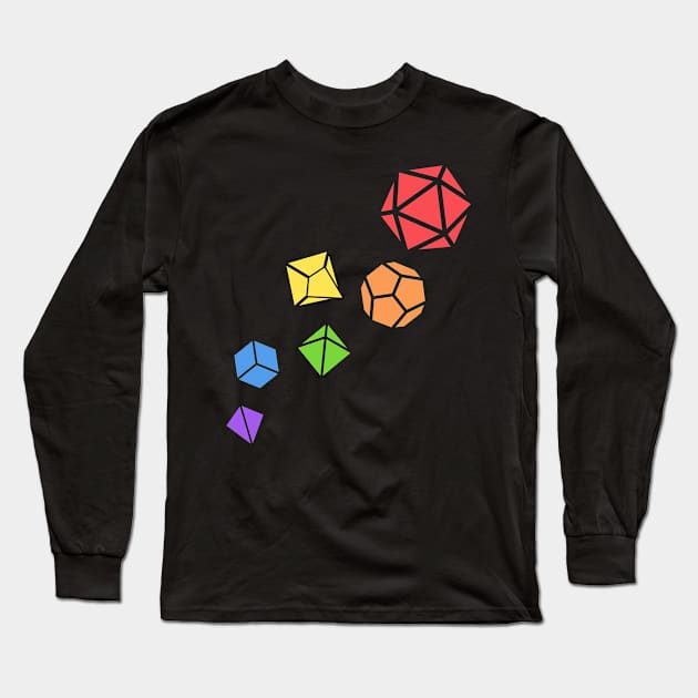 Rainbow Polyhedral D20 Dice Set TRPG Tabletop RPG Gaming Addict Long Sleeve T-Shirt by dungeonarmory